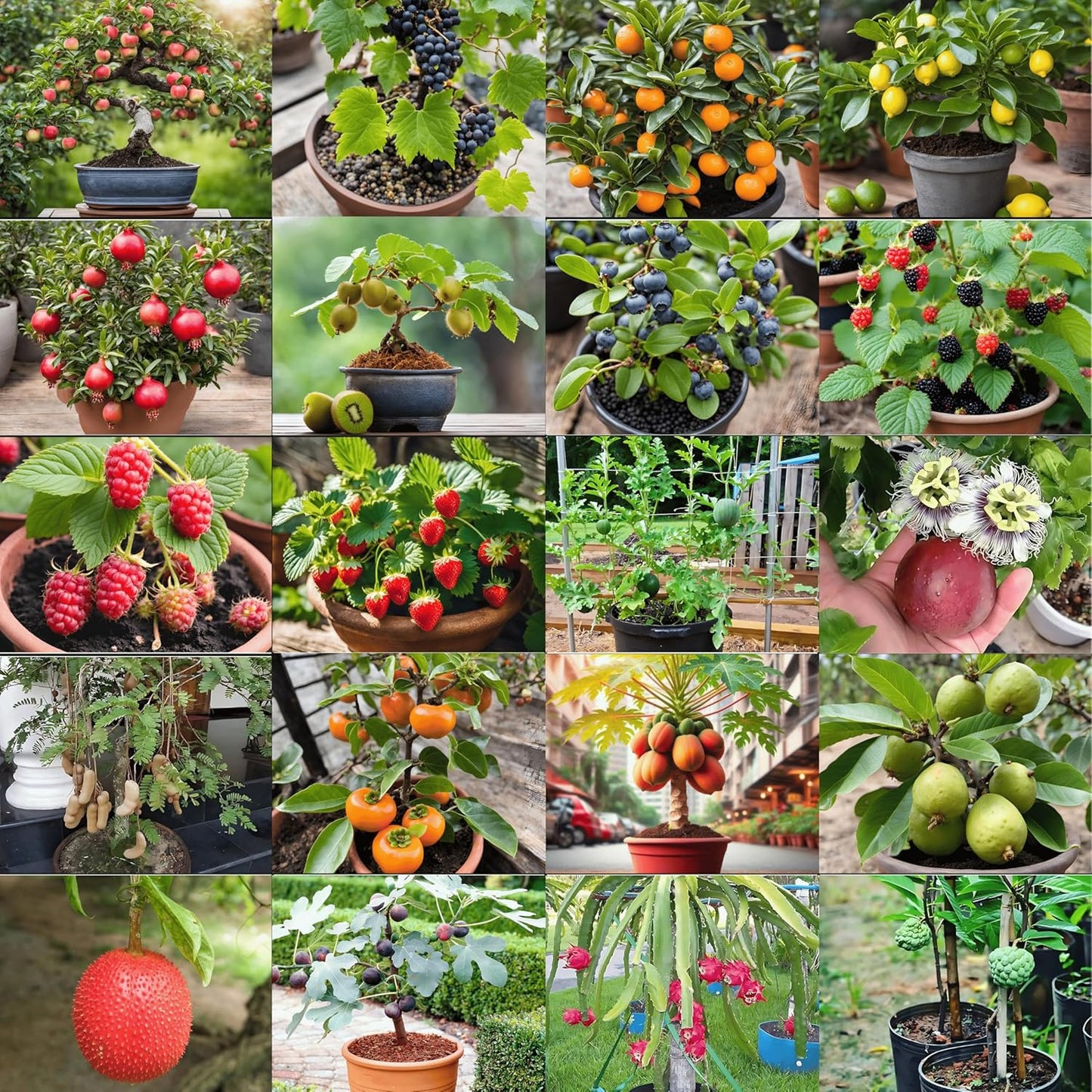 Dwarf Fruit Seeds Mega Combo Pack- 20 Varieties with Growing Guide